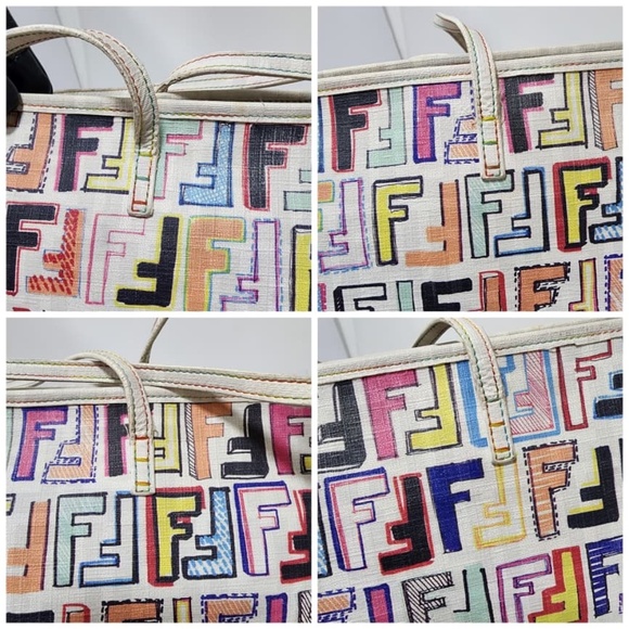 Authentic Fendi Multicolor Zucca Spalmati Roll Tote Bag - Picture 15 of 15